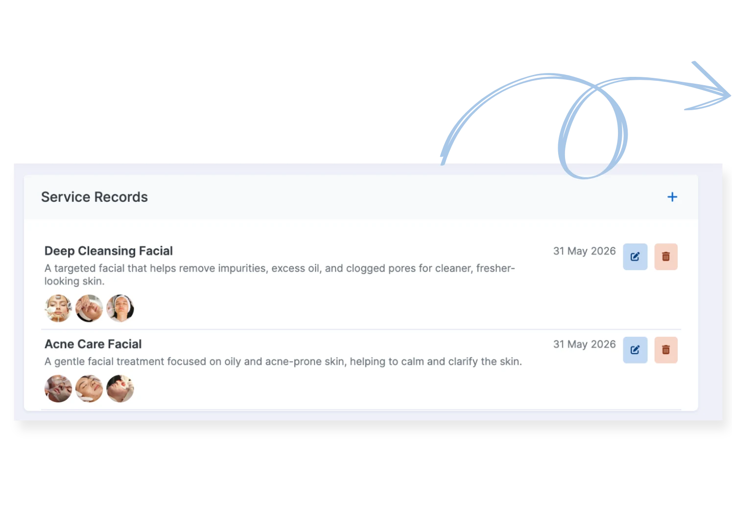 Customer profile with service history log