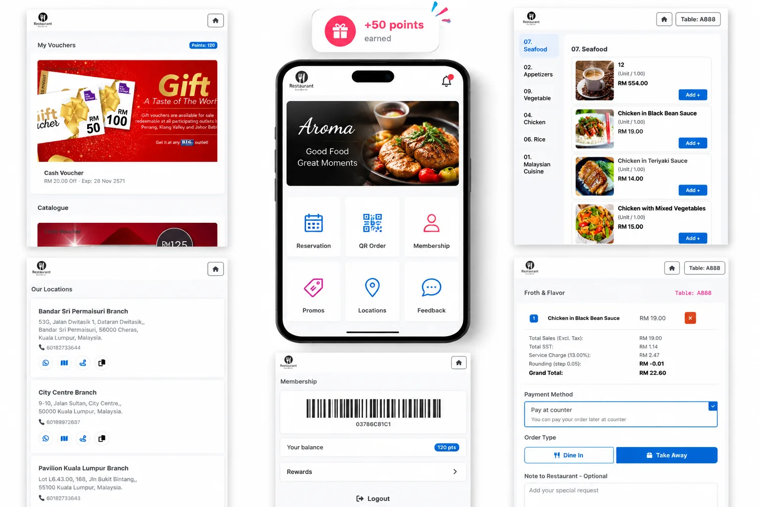 Branded customer hub: reservations, ordering and loyalty in one place