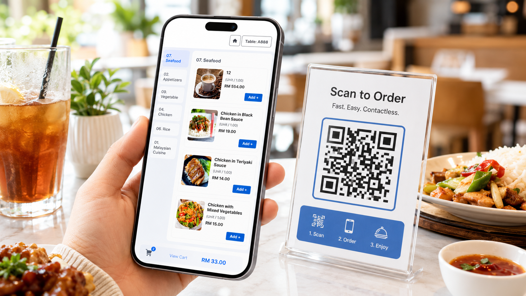 QR ordering experience preview on mobile